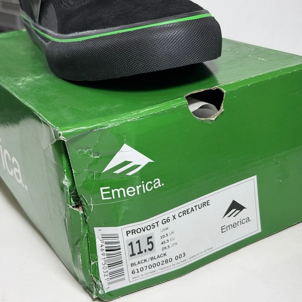 Emerica Size-11.5 Mens Provost G6 X Creature Black Sneakers Leather